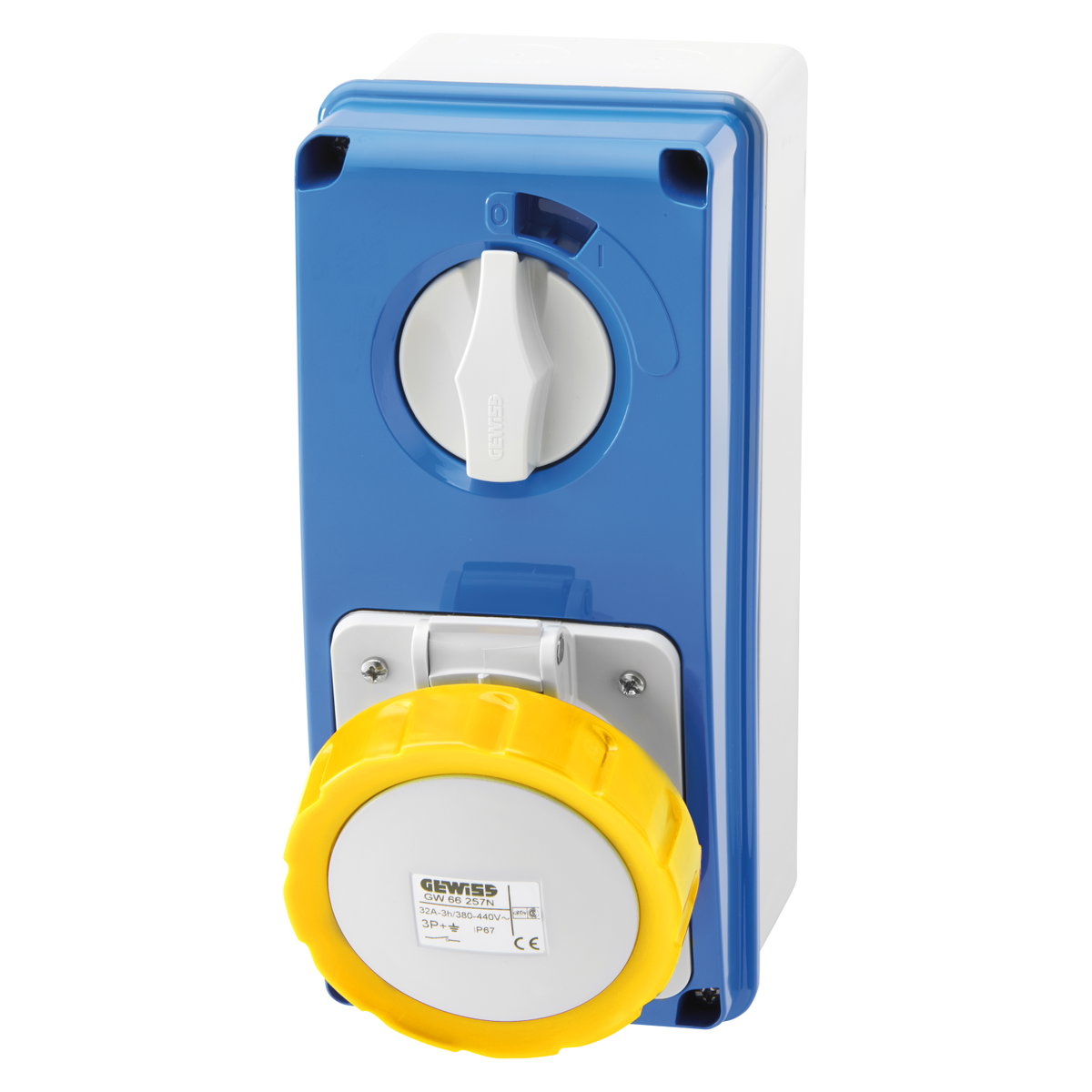 BASE FIJA INTERBLOQUEADAS VERTICAL - CON FONDO - SIN BASE PORTAFUSIBLES - 3P+T 32A 100-130V - 50/60HZ 4H - IP67