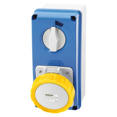 BASE FIJA INTERBLOQUEADAS VERTICAL - CON FONDO - SIN BASE PORTAFUSIBLES - 3P+T 32A 100-130V - 50/60HZ 4H - IP67
