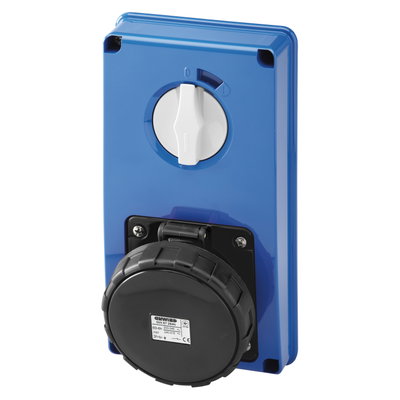 BASE FIJA INTERBLOQUEADAS VERTICAL - SIN FONDO - SIN BASE PORTAFUSIBLES - 3P+N+T 63A 480-500V - 50/60HZ 7H - IP67