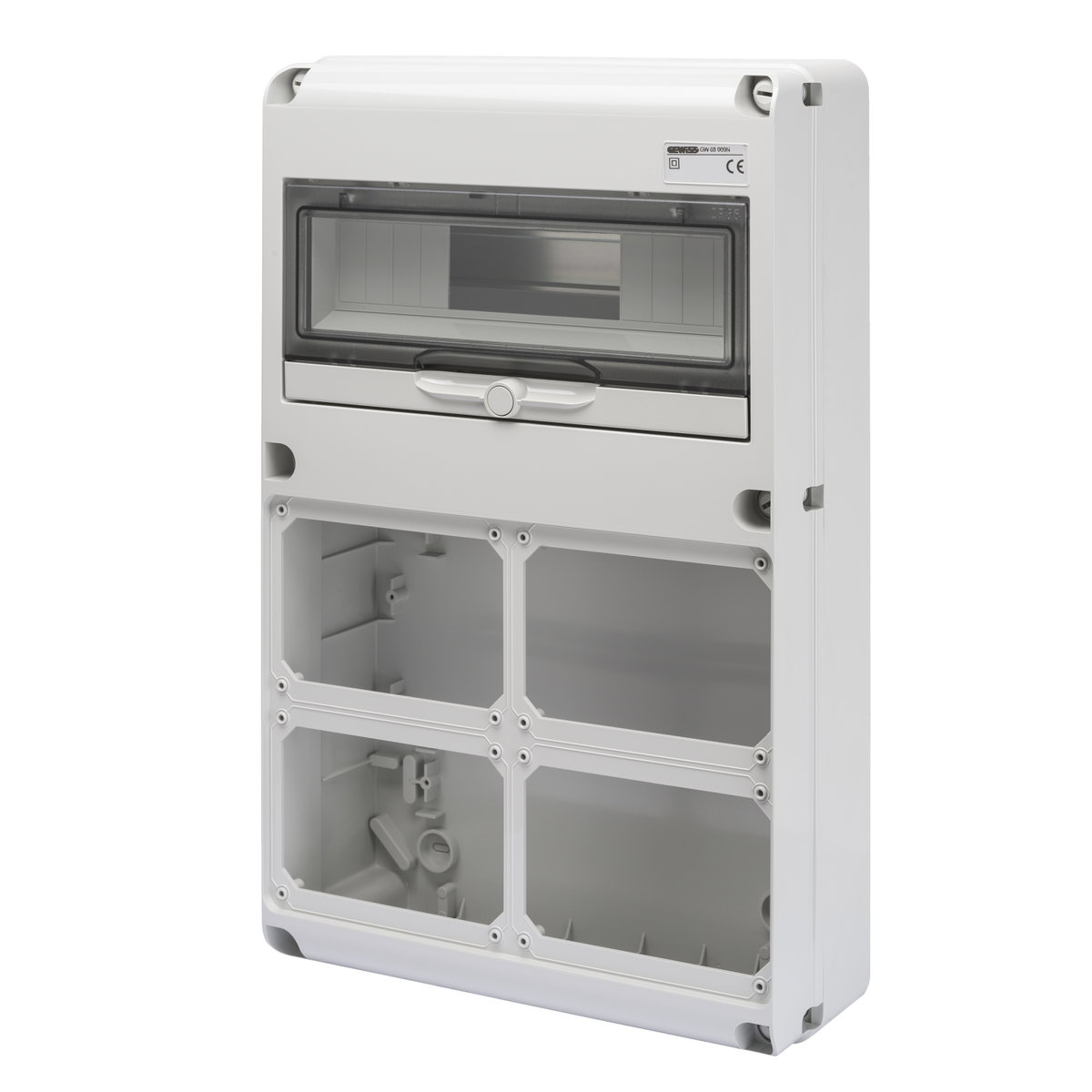 Q-DIN 14 MÓDULOS - 4 TROQUELES - HORIZONTAL IB 16/32A - SBF IP65