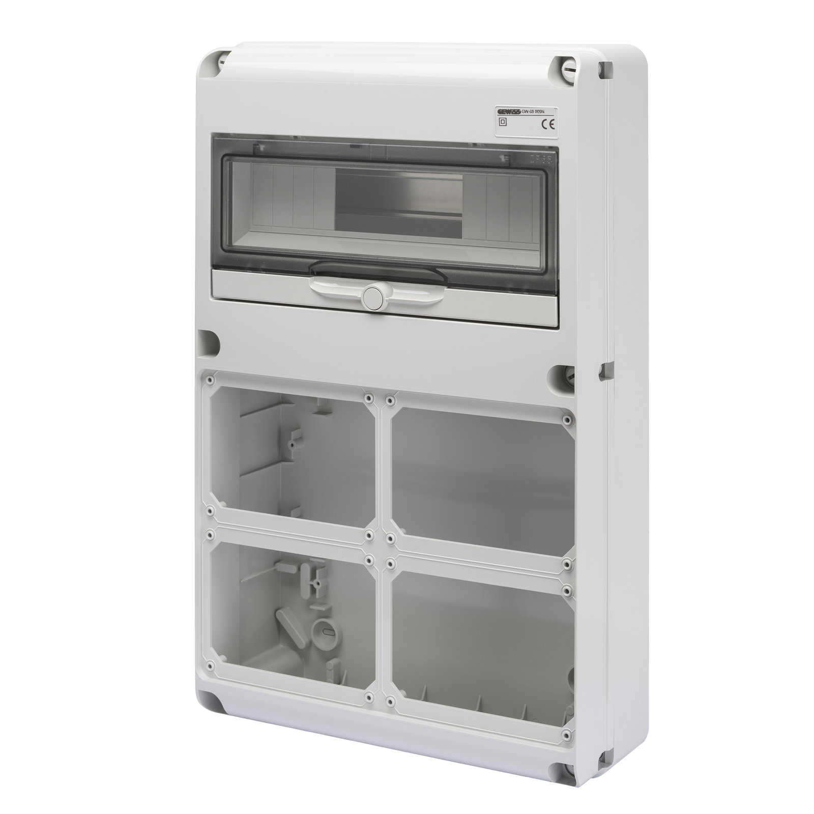 Q-DIN 14 MÓDULOS - 4 TROQUELES - HORIZONTAL IB 16/32A - SBF IP65