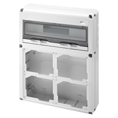 Q-DIN 20 MÓDULOS - 4 BASES ALOJABLES IB HORIZONTAL 16/32A - CBF IP44 - IP65