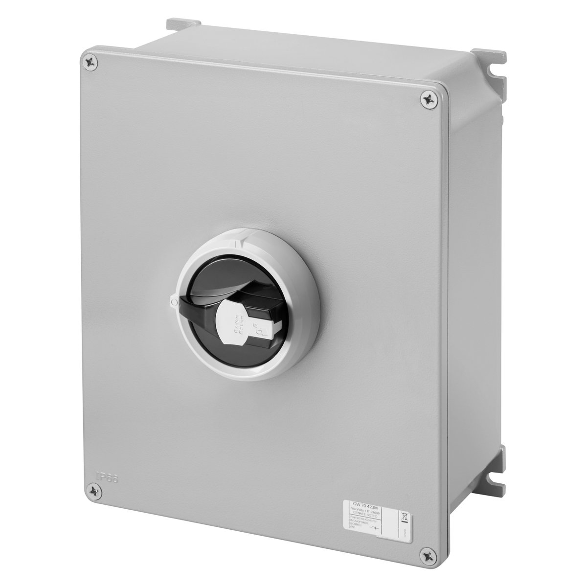 SECCIONADOR ROTATIVO - HP - MONTAJE EN SUPERFICIE - MANDO - CAJA DE METAL - 100A 4P - MANETA NEGRA BLOQUEABLE - IP66