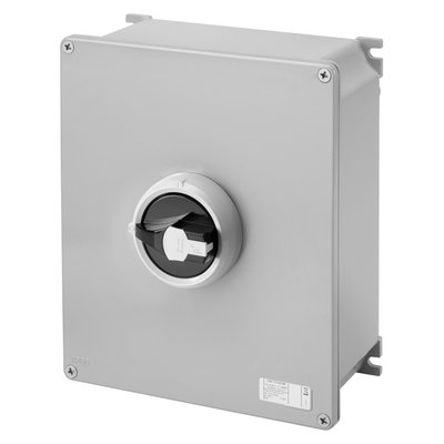 SECCIONADOR ROTATIVO - HP - MONTAJE EN SUPERFICIE - MANDO - CAJA DE METAL - 100A 4P - MANETA NEGRA BLOQUEABLE - IP66