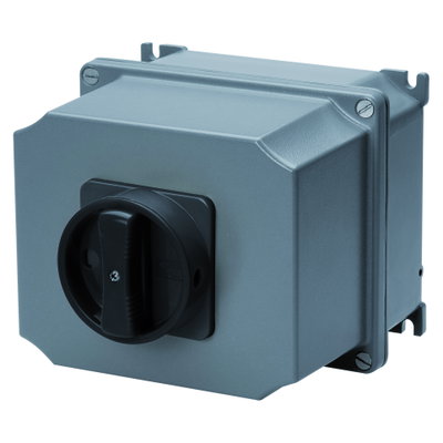 INTERRUPTOR ROTATIVO - DE SUPERFICIE - MANDO - ATEX - CAJA DE ALUMINIO - MANETA NEGRA - 2P 32A - IP65