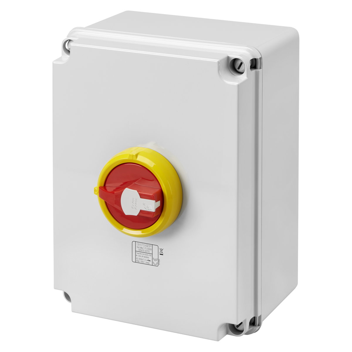 INTERRUPTOR ROTATIVO - HP - EMERGENCIA - CAJA DE MATERIAL AISLANTE - 125A 3P+N - MANETA ROJA - IP66/67/69