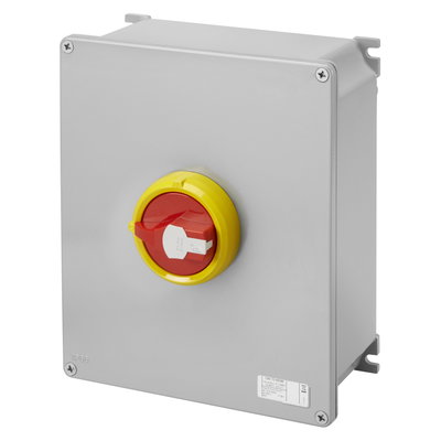 SECCIONADOR ROTATIVO - HP - MONTAJE EN SUPERFICIE - EMERGENCIA - CAJA DE METAL - 160A 3P+N - MANETA ROJA BLOQUEABLE - IP66