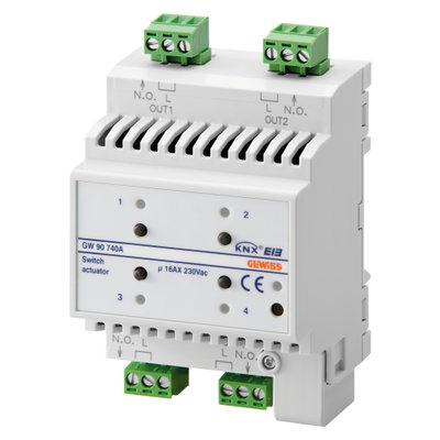 ACTUADOR ON/OFF - 4 CANALES - 16AX - KNX - IP20 - 4 MÓDULOS DIN