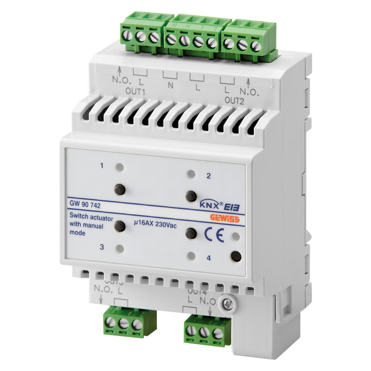 ACTUADOR ON/OFF - 4 CANALES - 10A - KNX - IP20 - 4 MÓDULOS DIN