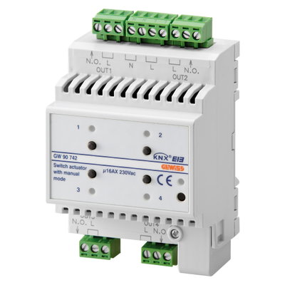 ACTUADOR ON/OFF - 4 CANALES - 10A - KNX - IP20 - 4 MÓDULOS DIN