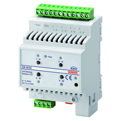 ACTUADOR DIMMER PARA LED - 12-48Vdc - CCD - 4 CANALES - KNX - IP20 - 4 MÓDULOS DIN