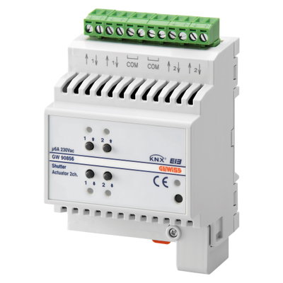ACTUADOR PARA PERSIANAS ENROLLABLES - 2 CANALES - 6A - KNX - IP20 - 4 MÓDULOS DIN