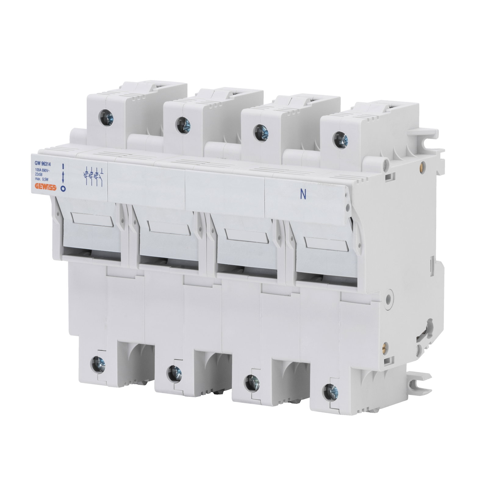 PORTAFUSIBILE SEZIONABILE - 3P+N 22X58 690V 100A - 8 MODULÓS