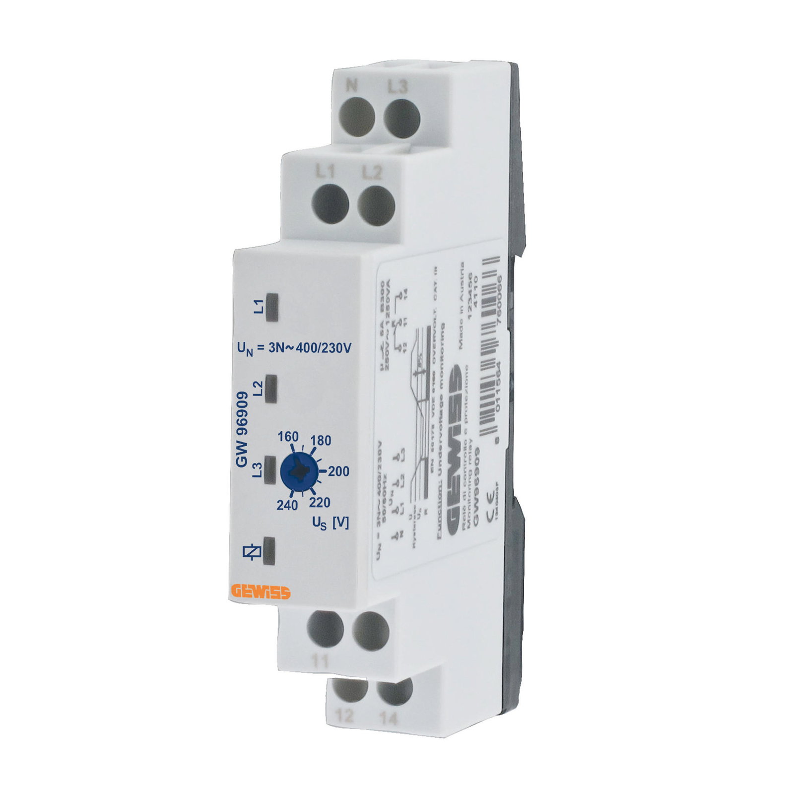 RELE' DE CONTROL DE SUBTENSIÓN TRIFÁSICO - 230/400V ac - 1 MÓDULO