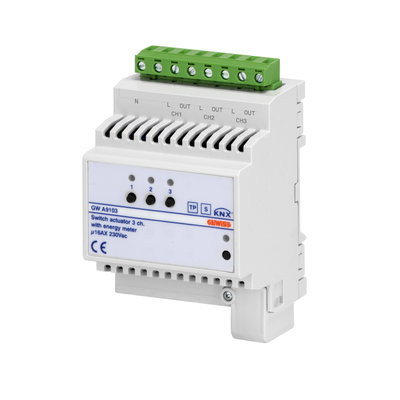 ACTUADOR ON/OFF CON MEDICIÓN DE ENERGÍA - 3 CANALES - 16AX - KNX - IP20 - 4 MÓDULOS DIN