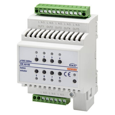 ACTUADOR ON/OFF - 8 CANALES - 10AX - KNX - IP20 - 4 MÓDULOS DIN