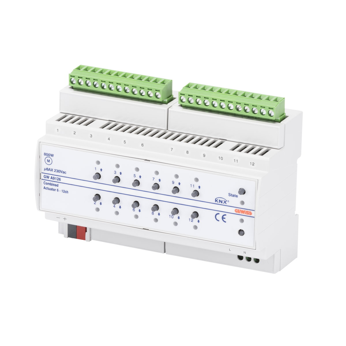 ACTUADOR ON/OFF Y PARA PERSIANAS ENROLLABLES - 6/12 CANALES - 8AX - CONTROL MANUAL - KNX - IP20 - 8 MÓDULOS DIN