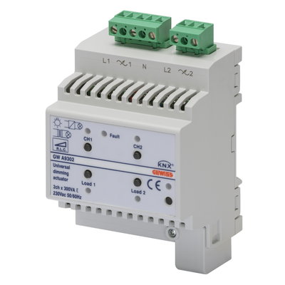 ACTUADOR DIMMER UNIVERSAL - 1 CANAL - 300VA POR CANAL - KNX - IP20 - 4 MÓDULOS DIN