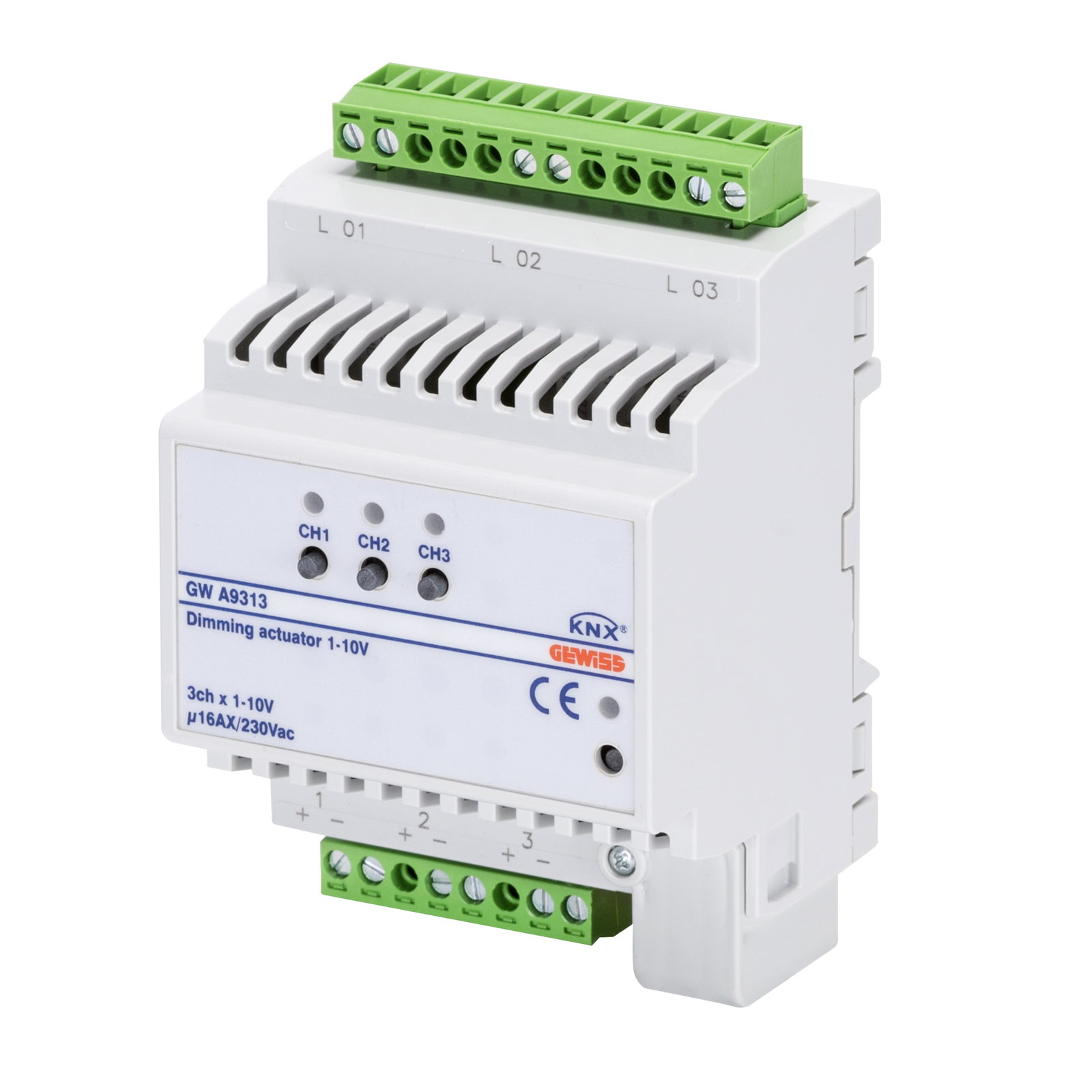 ACTUADOR DIMMER PARA BALASTOS ELECTRÓNICOS - 3 CANALES - 16AX - KNX - IP20 - 4 MÓDULOS DIN