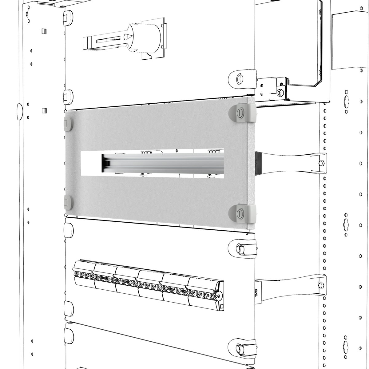PANEL DE VENTANA - CON CARRIL DIN - QDX - 24 MÓDULOS - 600X150Â MM