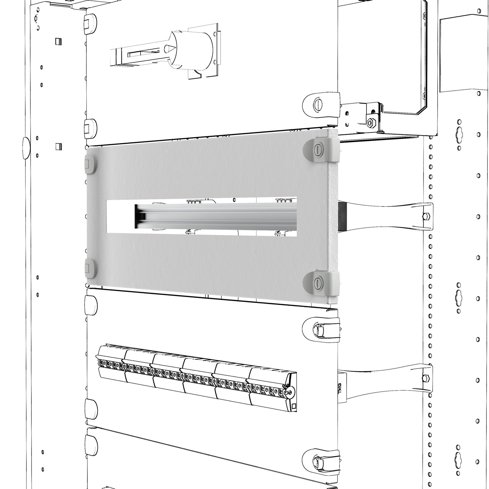 PANEL DE VENTANA - CON CARRIL DIN - QDX - 35 MÓDULOS - 850X150Â MM