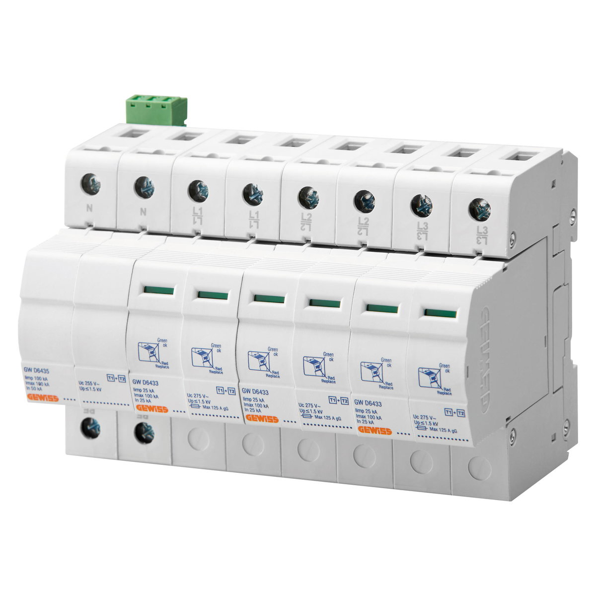 LST - DESCARGADOR DE SOBRETENSIÓN - 3P+N 25KA - TIPO 1+2 - 8 MODULÓS