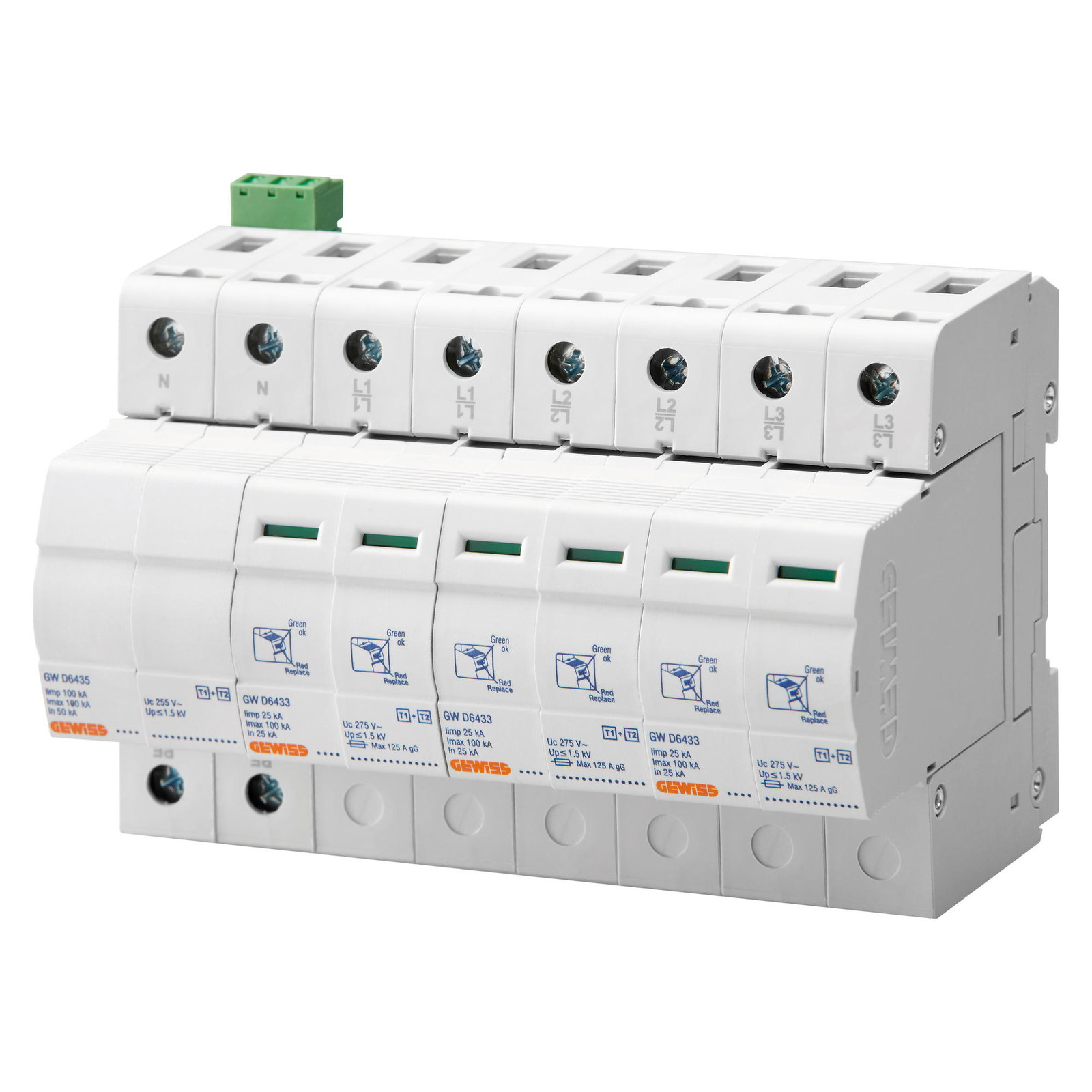 LST - DESCARGADOR DE SOBRETENSIÓN - 3P+N 25KA - TIPO 1+2 - 8 MODULÓS