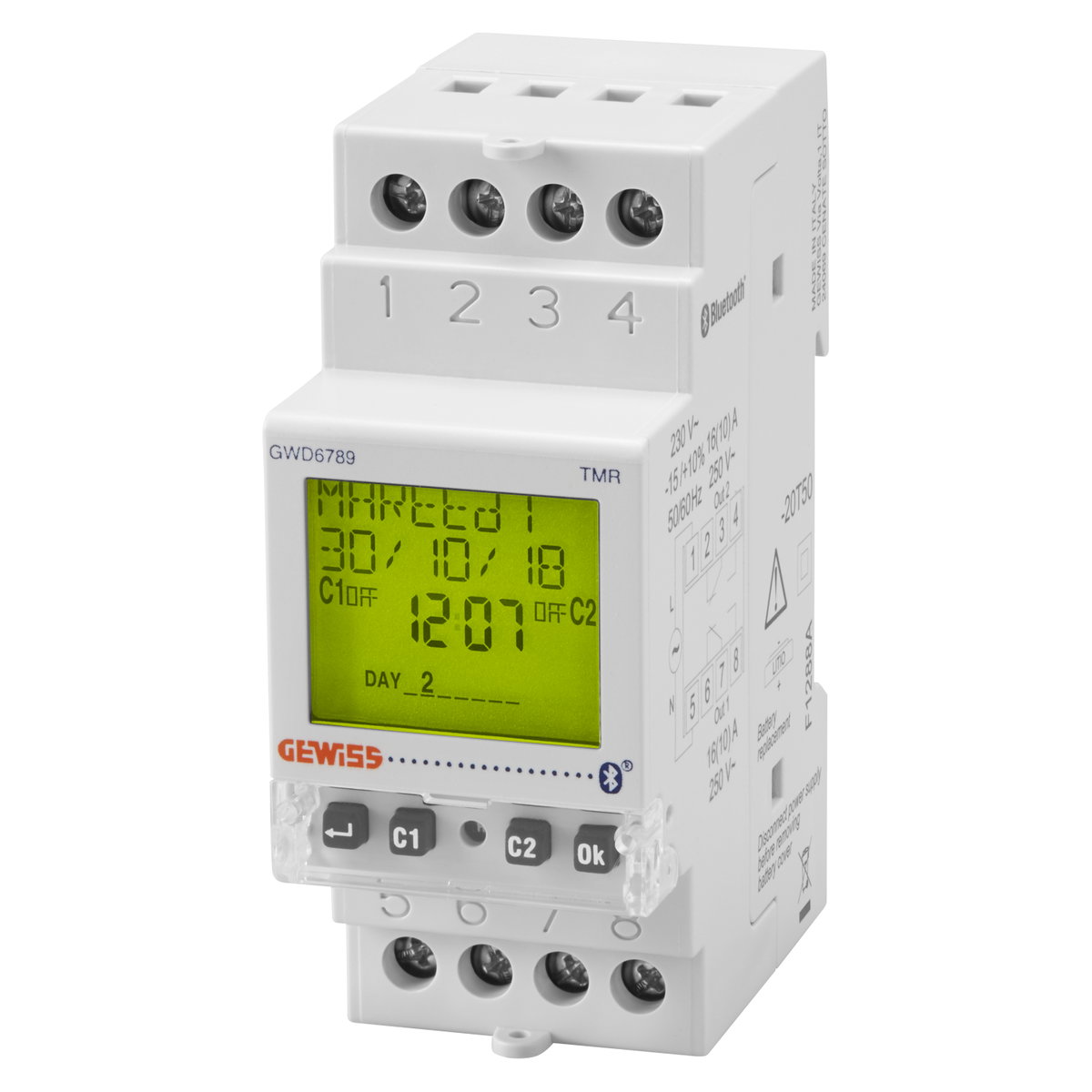 INTERRUPTOR HORARIO Y ASTRONOMICO BLUETOOTH - 2 CANALES - 2 MODULOS