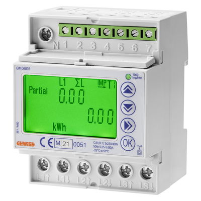 CONTADOR DE ENERGÍA - MID - TRIFÁSICA DIGITAL - IP20 - DIRECTA 80 A - 4 MÓDULOS