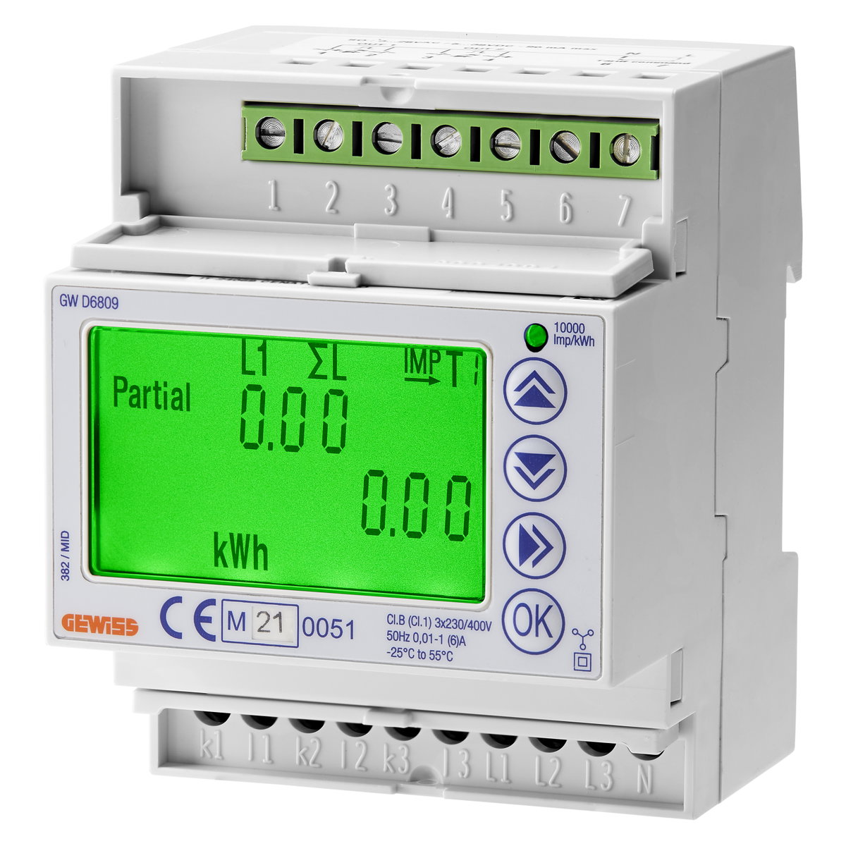 CONTADOR DE ENERGÍA - MID - TRIFÁSICA DIGITALE - IP20 - MEDIANTE TC/5A - 4 MÓDULOS