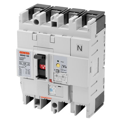 MSXD 125 - INTERRUPTOR MAGNETOTÉRMICO DIFERENCIAL EN CAJA MOLDEADA - TÉRMICO AJUSTABLE - MAGNÉTICO FIJO - DIFERENCIAL AJUSTABLE - 25KA 3P+N 125A 525V