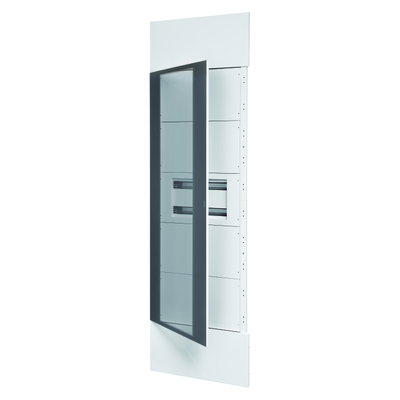 DOMO CENTER - KIT FRONTAL - PUERTA DE CRISTAL TRANSPARENTE FUMÉ - 1 PANEL TRUQUELADO 40 MÓDULOS - H.2400 - METÁLLICOS - BLANCO RAL 9003