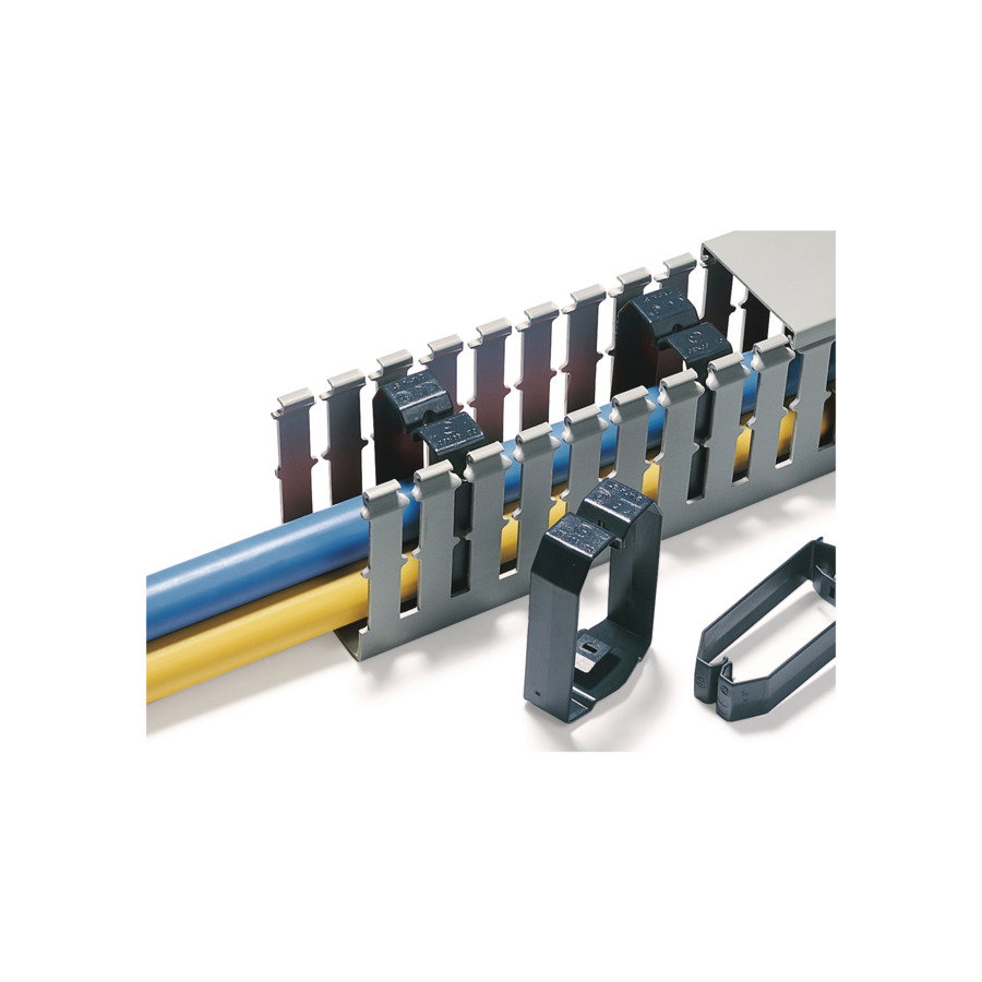 Retentores de cabo HelaDuct HTWD-BWR, 80x80 mm, PC/ABS, preto