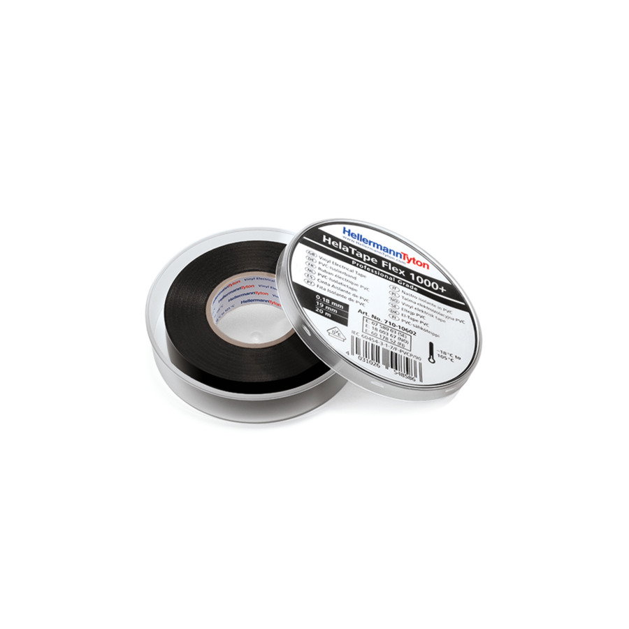 Fita adesiva de vinil premium, 19 mm x 20 m, preto