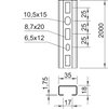 Perfil perfurado, rasgo 17mm 2000x35x18 Aço Galvanizado por imersão a quente após maquinação