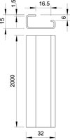 Calha DIN não perfurada 2000x32x15 Aço eletrogalvanizado, passivado transparente