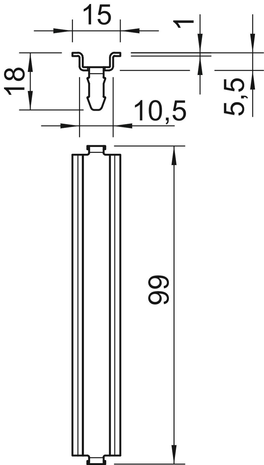 Calha DIN para fixação de borne de terra 99x15x7,4 Aço eletrogalvanizado, passivado transparente – Imagem 2 de 3