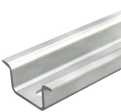 Calha DIN perfurada, espessura 1,5mm 2000x35x15 Aço eletrogalvanizado, passivado transparente