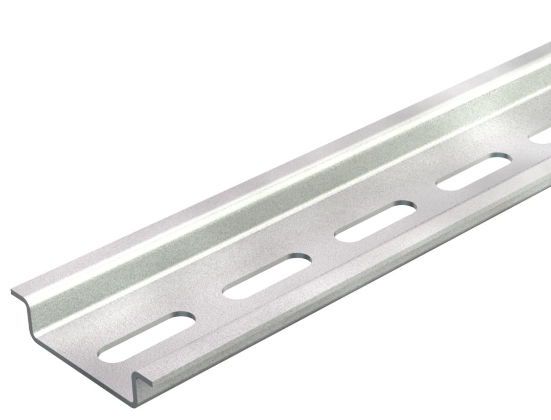 Calha DIN perfurada 2000x35x7,5 Aço eletrogalvanizado, passivado transparente