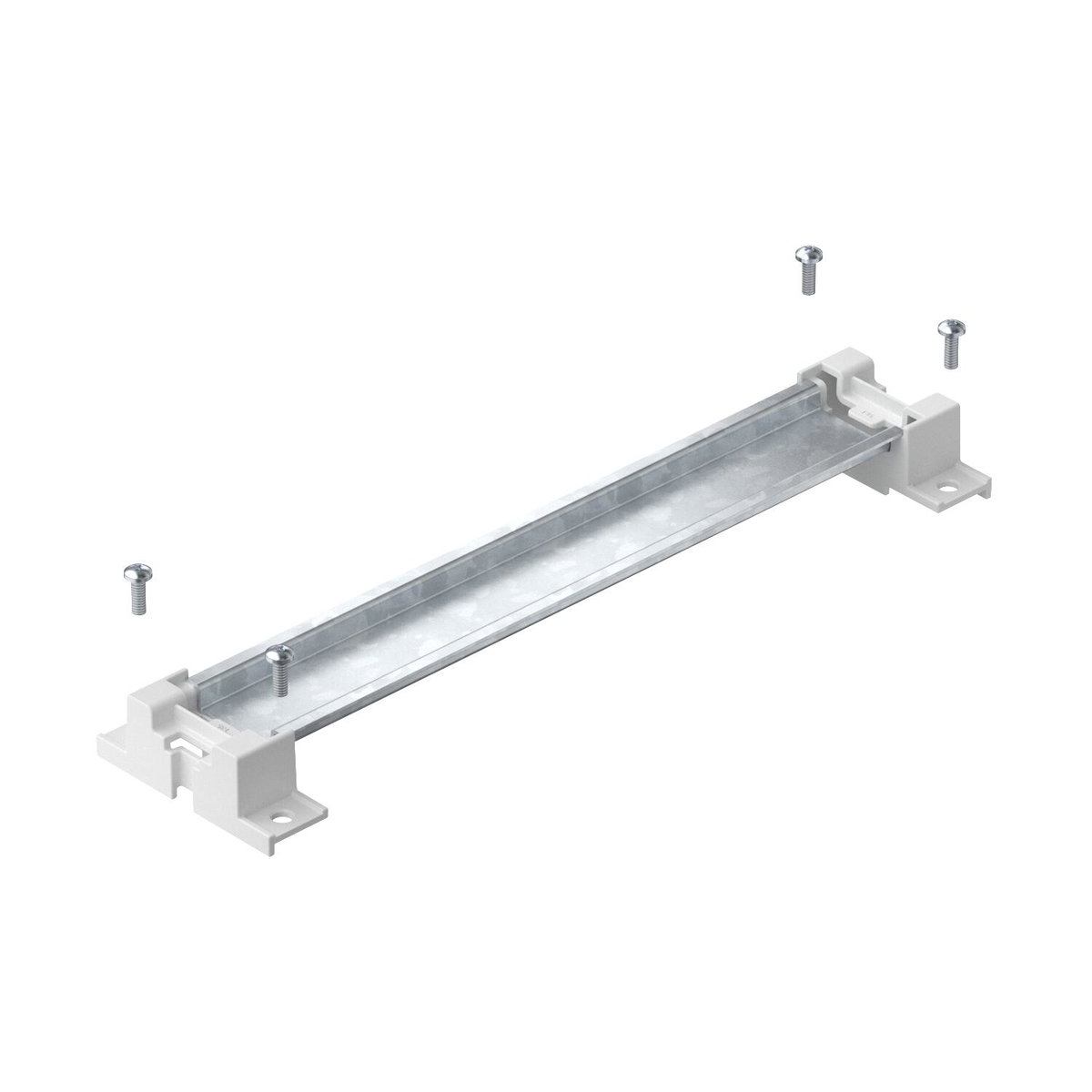 Top hat rail with support and screws 206x35x7,5