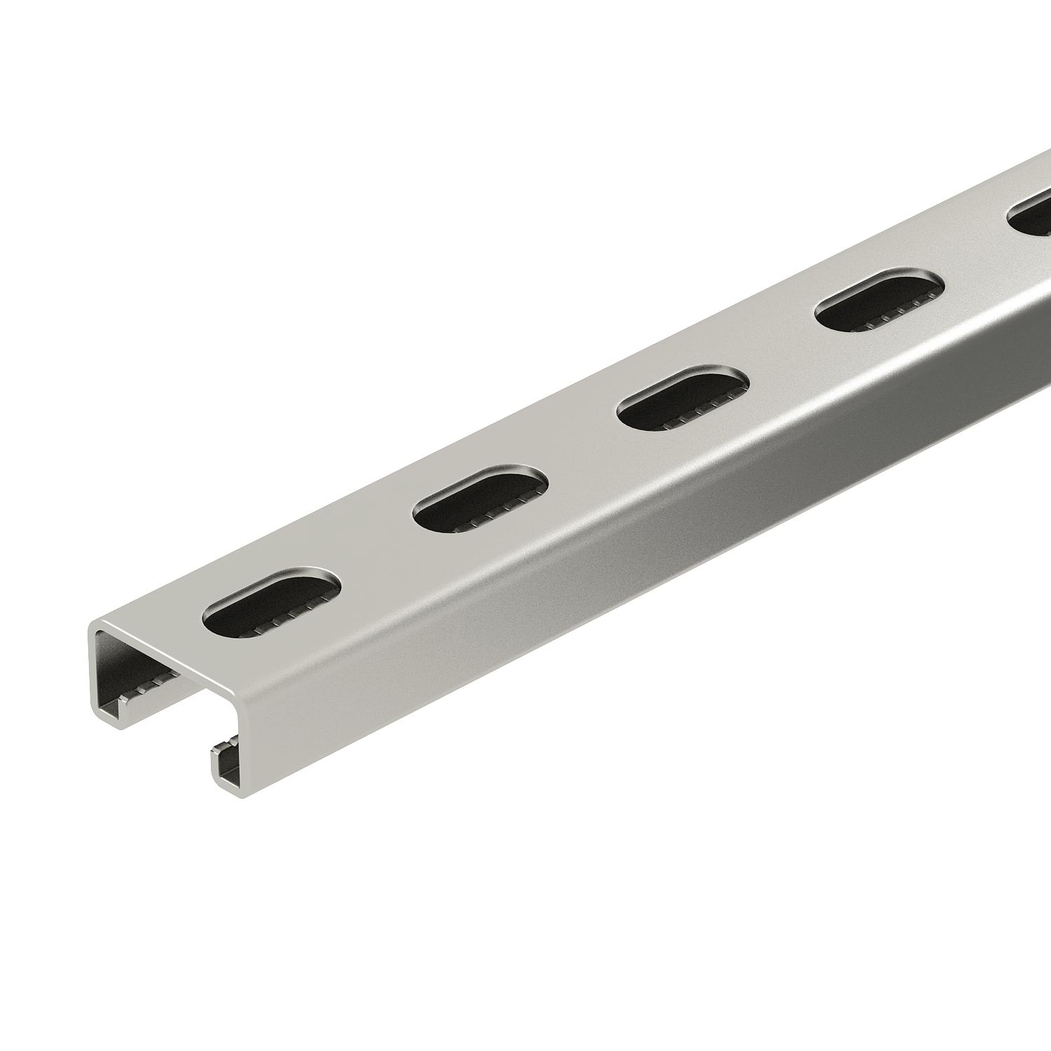 Perfil perfurado, rasgo 22mm 2000x41x21 Aço inoxidável, livre de ferrugem A2 1.4301 brilhante, pós-tratamento