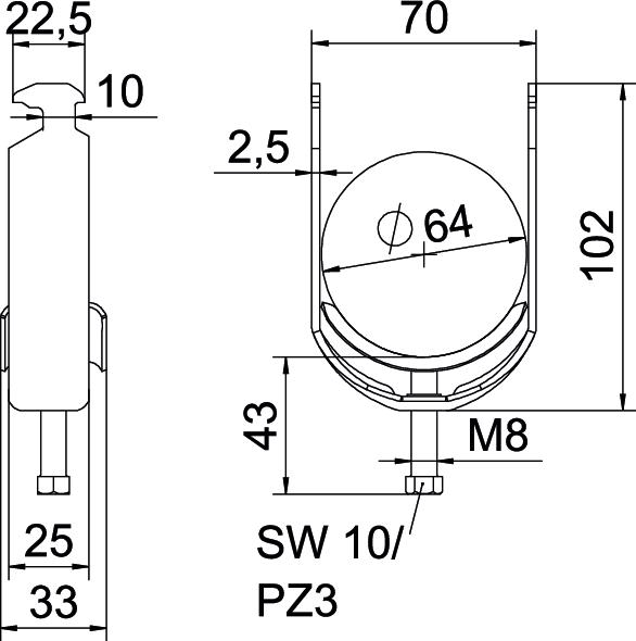 Abraçadeira BBS 2056 58-64mm Aço Galvanizado por imersão a quente após maquinação – Imagem 2 de 2