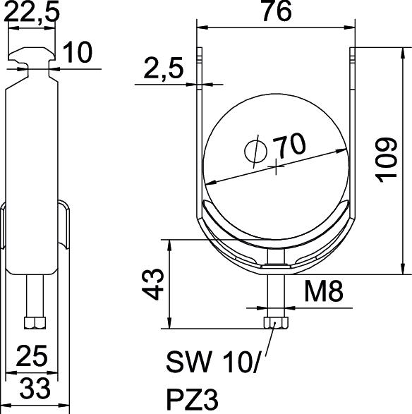 Abraçadeira BBS 2056 64-70mm Aço Galvanizado por imersão a quente após maquinação – Imagem 2 de 2