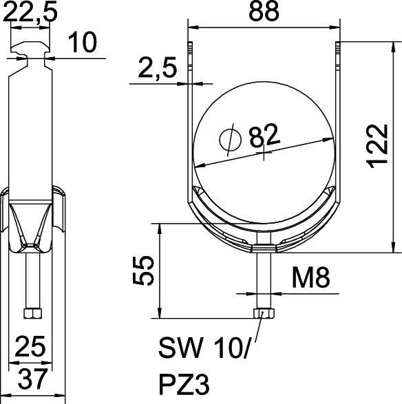 Abraçadeira BBS 2056 76-82mm Aço Galvanizado por imersão a quente após maquinação – Imagem 2 de 2