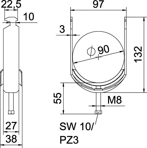 Abraçadeira BBS 2056 82-90mm Aço Galvanizado por imersão a quente após maquinação – Imagem 2 de 2