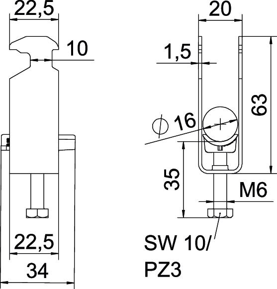 Abraçadeira BBS 2056 dupla 12-16mm Aço inoxidável, livre de ferrugem A2 1.4301 brilhante, pós-tratamento – Imagem 2 de 2