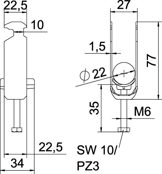 Abraçadeira BBS 2056 dupla 16-22mm Aço inoxidável, livre de ferrugem A2 1.4301 brilhante, pós-tratamento – Imagem 2 de 2