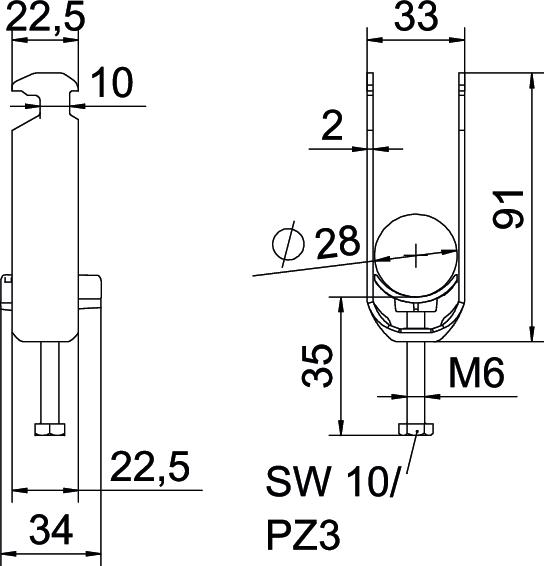 Abraçadeira BBS 2056 dupla 22-28mm Aço inoxidável, livre de ferrugem A2 1.4301 brilhante, pós-tratamento – Imagem 2 de 2