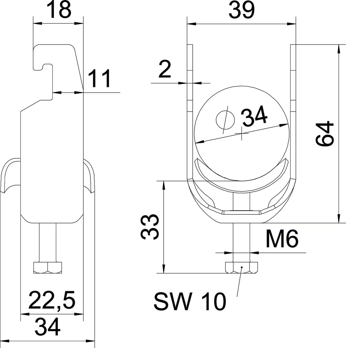 Abraçadeira BBS 2056 28-34mm Aço Galvanizado por imersão a quente após maquinação – Imagem 2 de 2