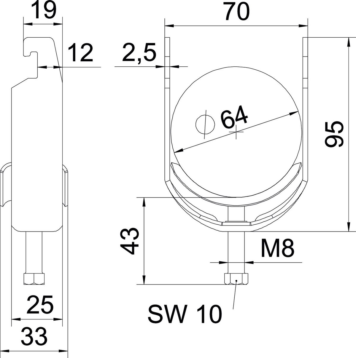 Abraçadeira BBS 2056 58-64mm Aço Galvanizado por imersão a quente após maquinação – Imagem 2 de 2